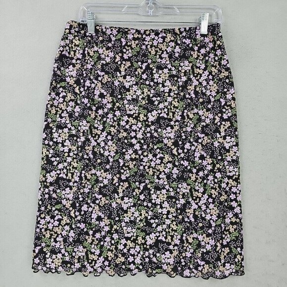 No Boundaries Dresses & Skirts - Vintage 90s Y2K No Boundaries Skirt Women M Black Floral 2000s Made In USA Lined